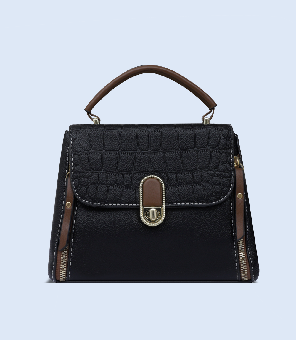 WB2753-BLACK-Women Boxy Bag