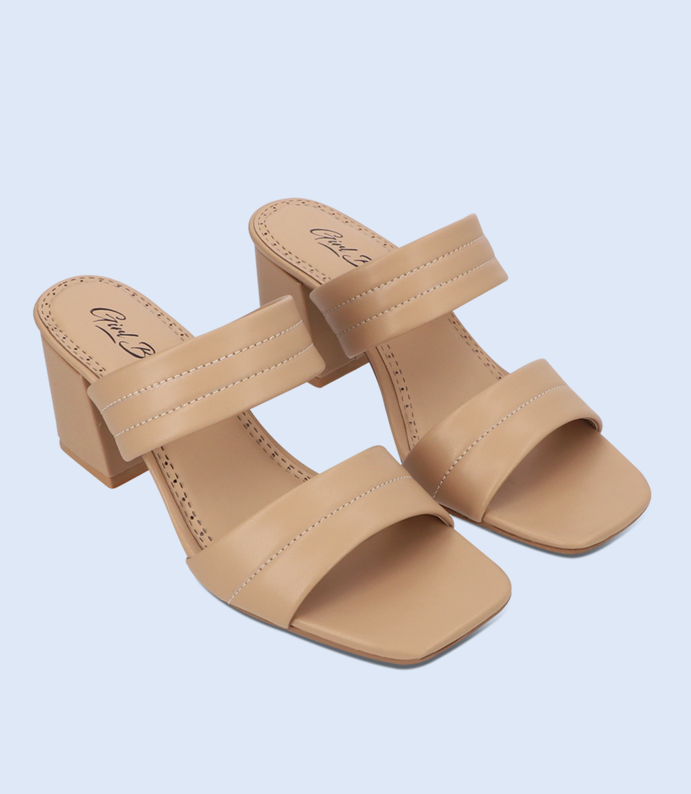 BW7327-BEIGE-Women Casual Slipper Heels – Borjan