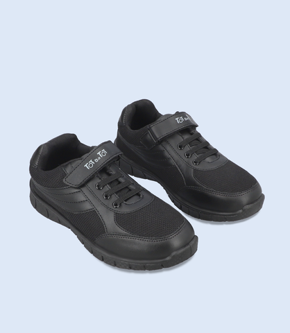 KB0154 BLACK School Shoes For Boys Borjan